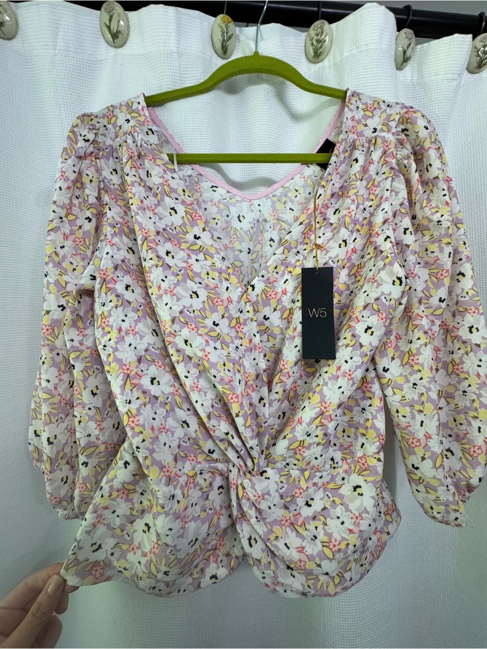 W5 Floral Twist Front Blouse | Puff Sleeve Top | NWT